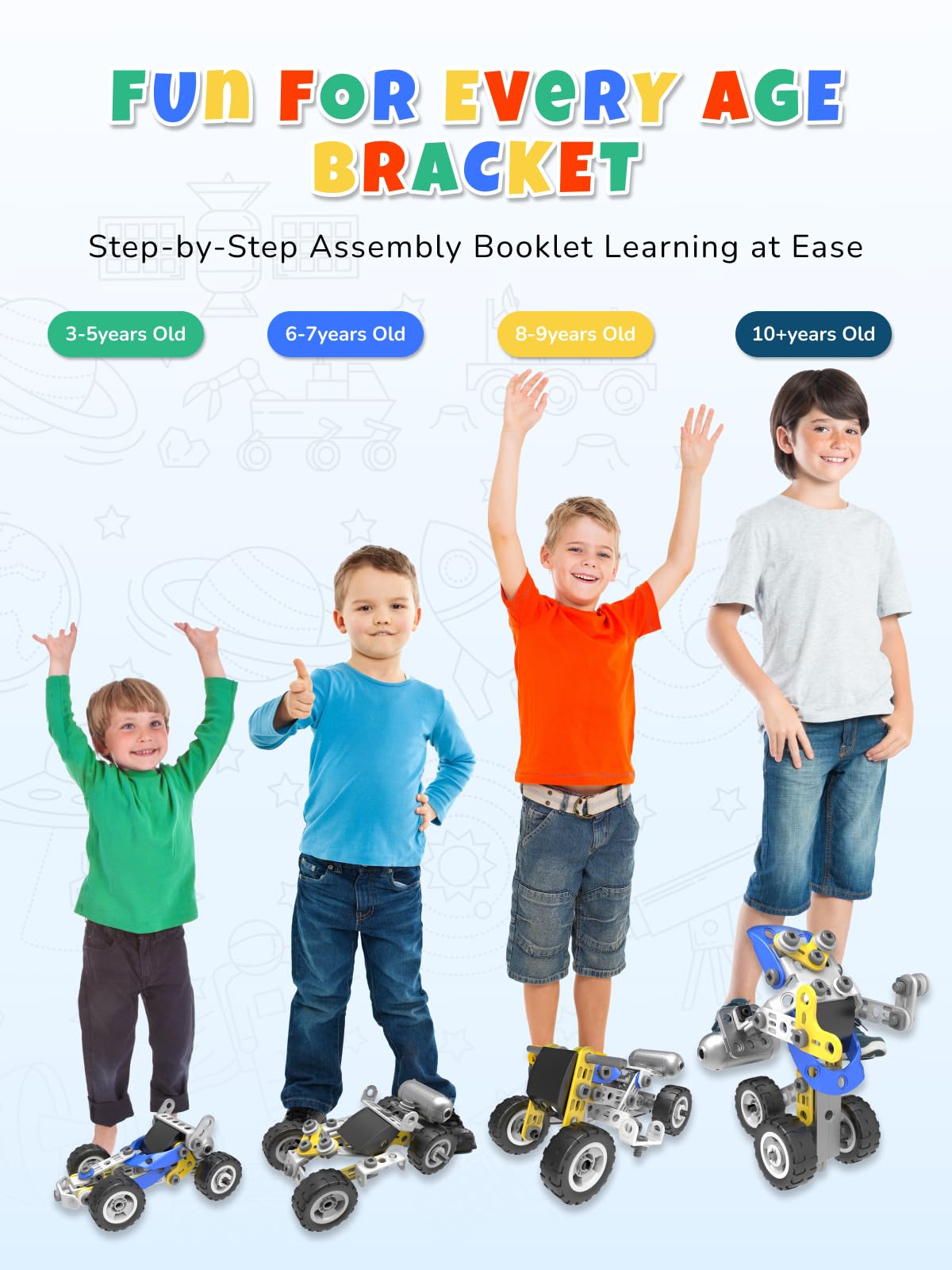 STEM Toys for 5 6 7 8+ Year Old Boy,10 in 1 Electric Building Toys for Kids Ages 4-8 5-7 6-8, Educational Racing Construction Science Kit for Boys 4-6 8-10, Creative Games Fun Birthday