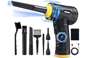 AIMILER Compressed Air Duster 3 Gears Adjustable 150000RPM Electric Air Blower No Compressed Air Can for Computer Keyboard Car Cleaning 7600mAh Reusable No Canned Air Duster Cordless Air Duster (CN03)