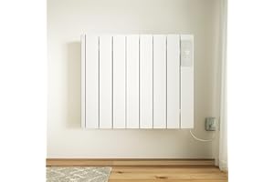 BREEZEHEAT 1500w Plug-in Electric Panel Heater-Convection Wall Heaters for Indoor Use, No Fan Design, Freestanding/Wall Mount Space Heater w/Digital Display, 24H Timer, Adjustable Thermostat, White