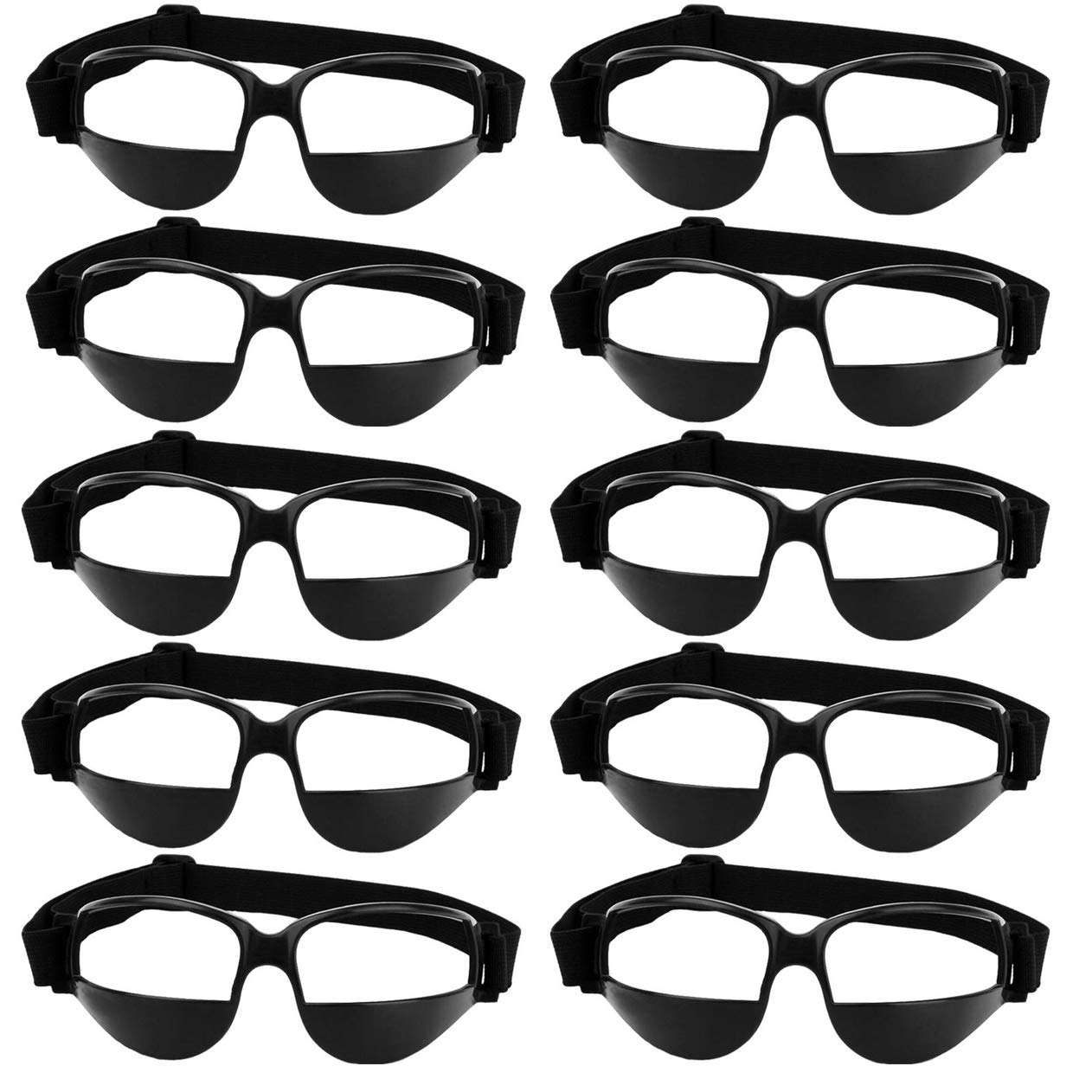 Wrzbest 10 Pcs Basketball Goggles Dribble Dribbling Specs Professional Basketball Training Aid,Adjustable Elastic Strap Safety Eyewear Goggles for Kids Adult Youngster Adolescent Golf Rugby Soccer