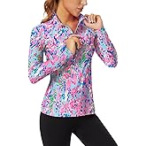 WOWENY Women's Long Sleeve Athletic Shirts Quarter Zip Pullover Collared T-Shirt Workout Print Tennis Top