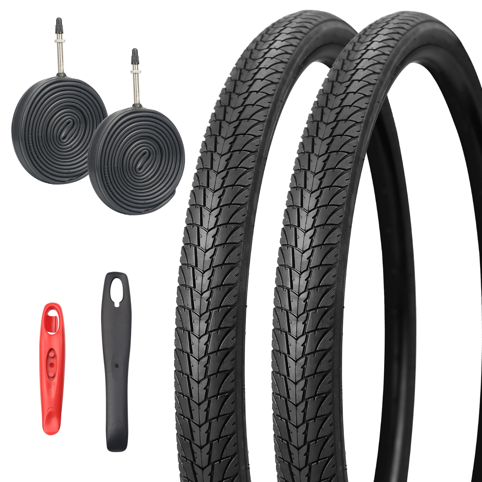Photo 1 of MAKELEN Road Bike Tire 700x38c 2 Pack with 2 Tubes Gravel Bike City Bike Tire Strong Grip Compatible Replacement Bicycle Tire for Bicycle Cruiser Bike Black