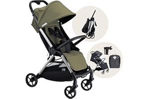 Colugo The One Stroller - Lightweight Easy Fold Compact Toddler and Baby Stroller for Travel, Large Storage Basket, One Hand Fold, Includes Raincover, Bumper Bar, Cupholder (Olive)