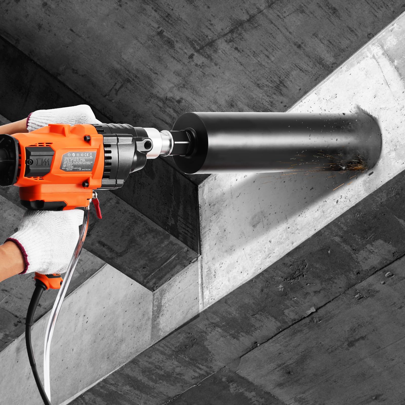 VEVOR Diamond Core Drilling Machine, 0.8-6.3in Drilling Diameter Handheld Core Drill Rig with Carrying Case, 2000W Rugged Concrete Core Drill, For Concrete Brick Block Stone, 0-1800RPM Stepless Speed