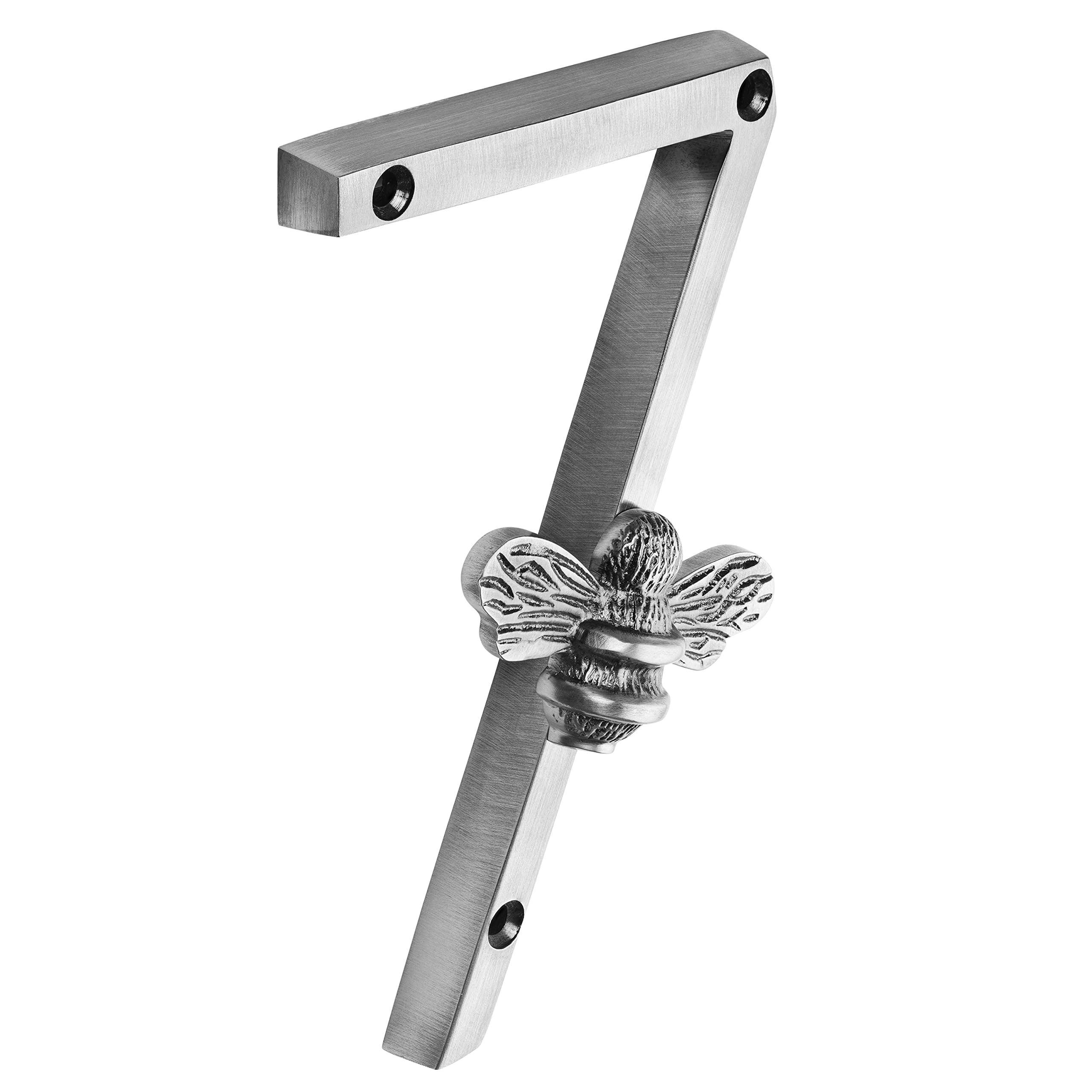 Pewter Brass bee House Number with Bee design | 5 inch Modern Door Sign Numbers Signs Plaques | Street Home Address Numeral (7)