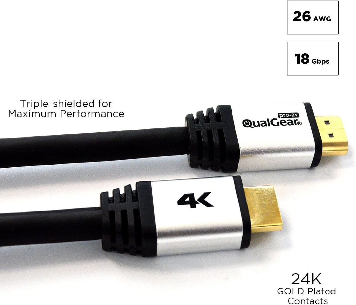 QualGear HDMI 2.0 Cable; 30' High Speed HDMI 2.0 Cable with Ethernet 30' - Black (QG-CBL-HD20-30FT) - Image 5