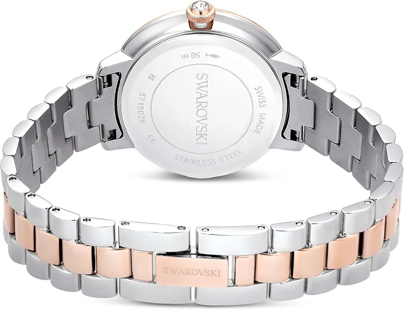 Matrix 3-Link Orologio, con Cristalli, Swiss Made, Meccanismo al Quarzo, Impermeabile Fino a 50 m, Placcatura in Tono Oro Rosa, 30 x 30 mm, 7 mm, 12,5-19 cm, 1,2 cm