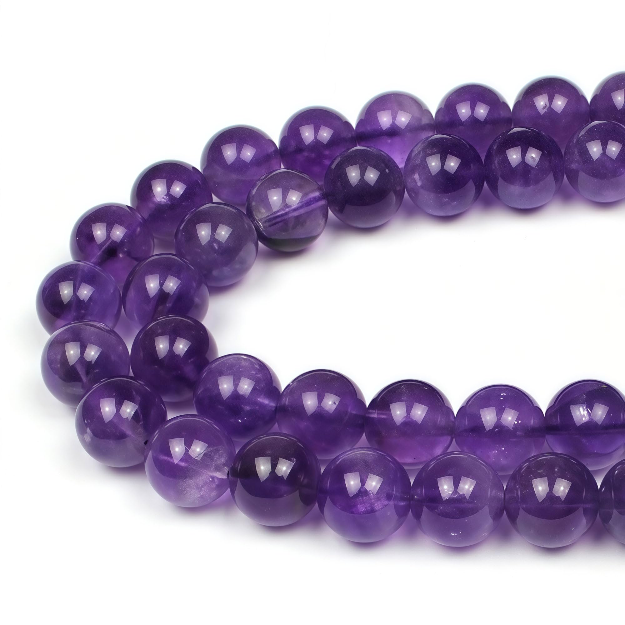 MJDCB Natural Round Stone Beads Purple Crystal 6mm Amethyst Loose Gemstone Beads for Jewelry Making Bracelet Necklace 60pcs