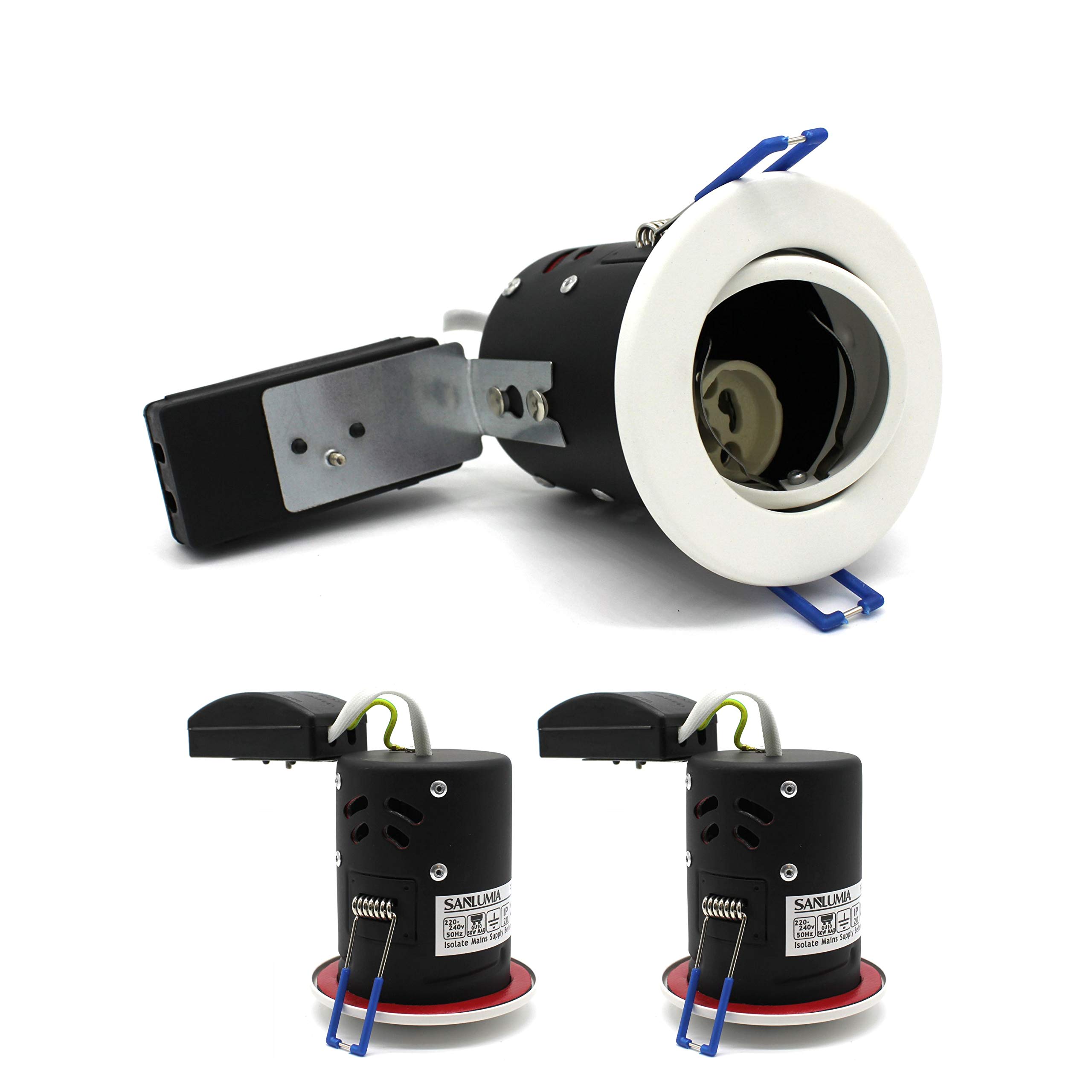 sanlumia 2 X LED Fire Rated Downlight Can GU10 Recessed Ceiling Twist & Lock Interchangeable Tilted Downlight IP20 White