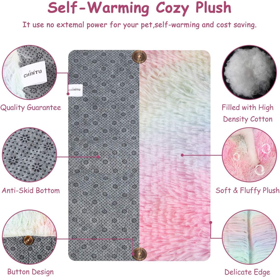 Chintu Cat Beds for Indoor Cats Machine Washable Cat Bed Mat Self-Warming 2-in-1 Pet Beds for Medium Small Dogs Plush Fluffy Dog Bed Faux Fur Cat Cushion Bed with Anti Slip Bottom : Pet Supplies