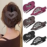 YONOY French Flat Hair Clips, 6 Pack, 2 Styles Concord Duck Bill Design for Thick Thin Hair, Strong Hold Large Curved Barrettes for Women Girls (Matte(Neutral colors))