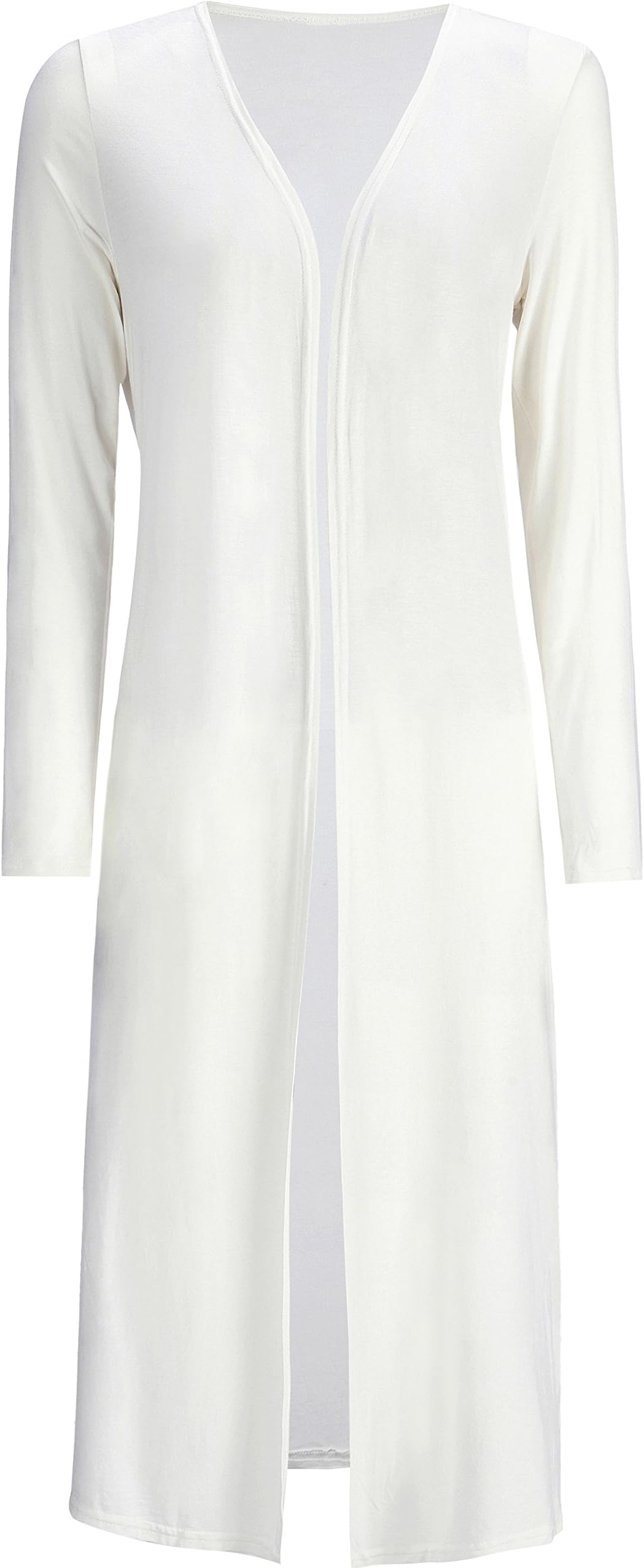 Women's Solid Cotton Essential Long Cascading Open Front Cardigan