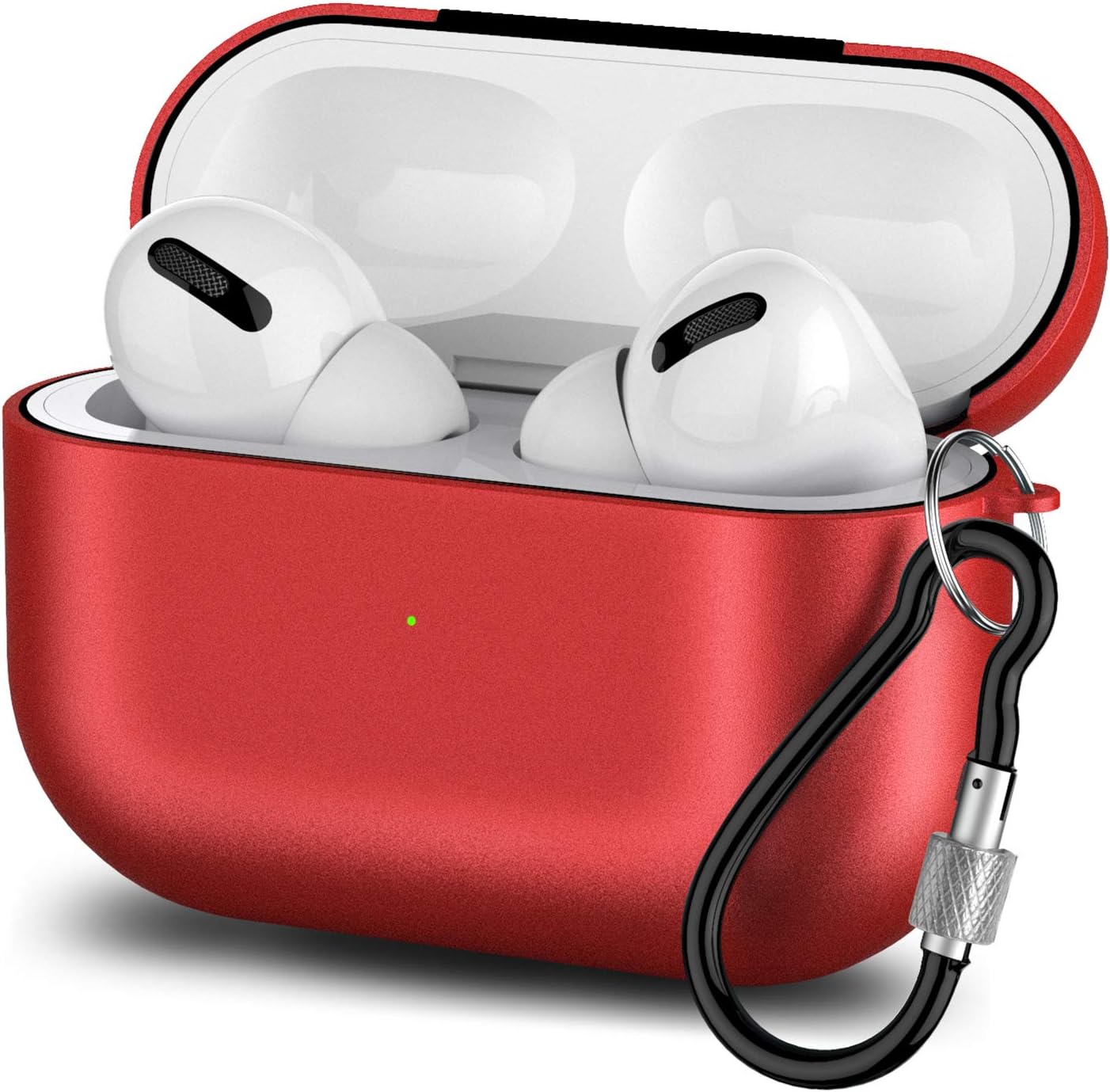 Fenvella Matel AirPods Pro Case 2020 Full Protective Silicone Cover Accessories with Keychain Compatible for Apple AirPods Pro Wirless Charing Case (Pro, Red)