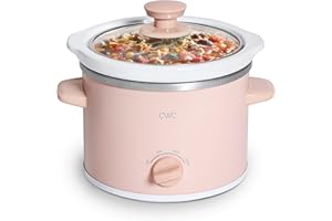 COOK WITH COLOR 2QT Mini Electric Round Slow Cooker - Adjustable Settings, Removable Stoneware Pot, Tempered Glass Lid, Dishw