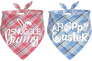 DULUDULU Happy Easter Dog Bandanas Spring Easter Bandanas for Dogs Puppy Easter Bandana Collar Adjustable Triangle Scarf Outfit Costume for Small Medium Large Dogs
