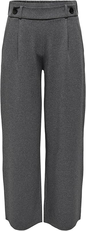 JDY Damen Jdygeggo New Long Pant JRS Noos Hose, Medium Grey Melange/Detail:Black Buttons, XL / 30L EU