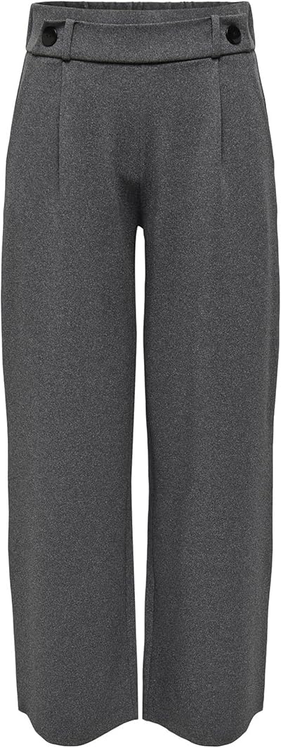 JDY Damen Jdygeggo New Long Pant JRS Noos Hose, Medium Grey Melange/Detail:Black Buttons, XL / 30L EU