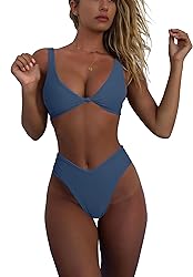 geluboao Women's Solid V Neck Front Kont Push up