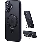 CASEKOO Ultra-Magnetic Stand for iPhone 17 Case [Military Drop Protection] [Compatible with MagSafe] Shockproof Translucent Slim Matte for iPhone 17 Case with Ring Holder 6.3 Inch, Black