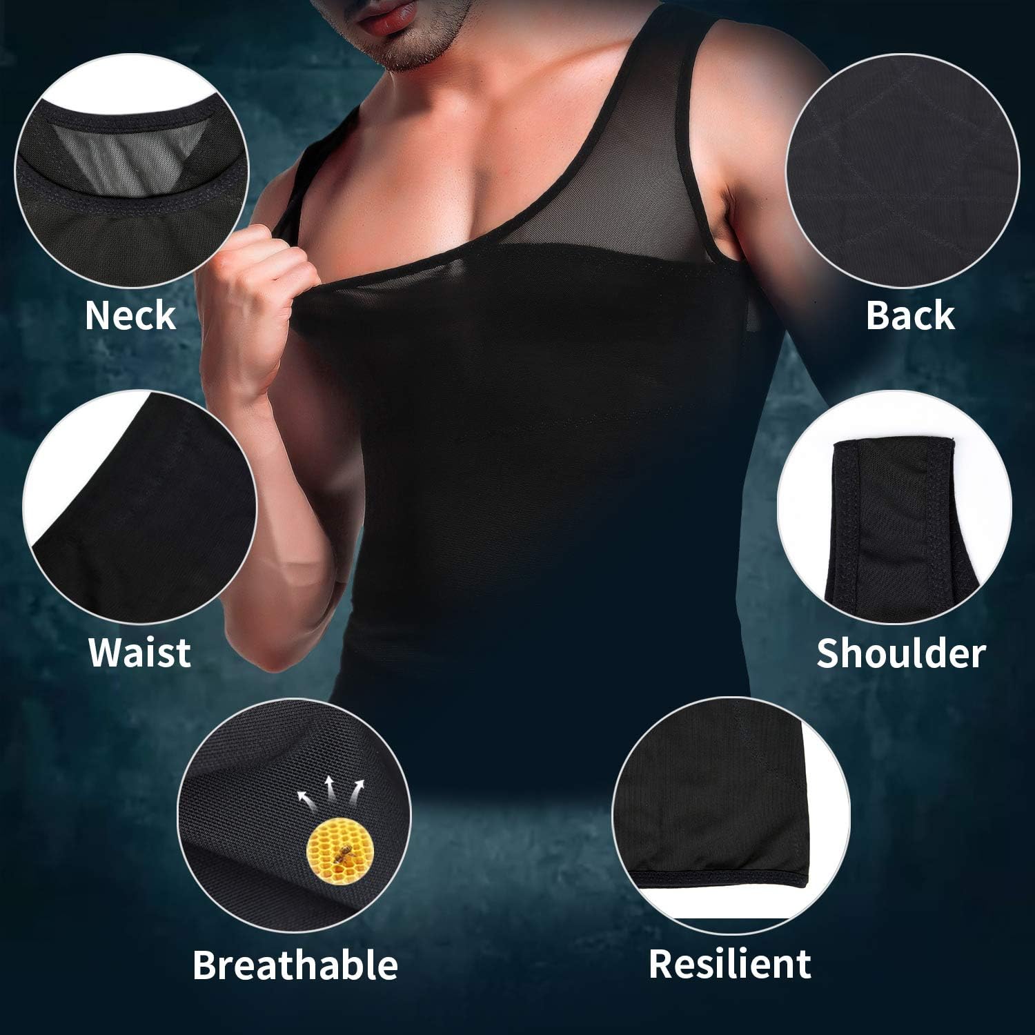 GKVK Mens Slimming Body Shaper Vest Chest Compression Shirt Abs Abdomen Slim Tank Top Undershirt at  Men’s Clothing store