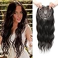 PANEWAY Hair Toppers For Women 20inch Long Wavy Curly Hair Topper Darkest Brown Clip In Synthetic Wiglets Hair Pieces For Women