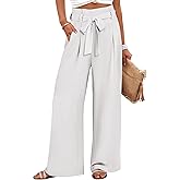 ANRABESS Womens Wide Leg Palazzo Pants Belted High Waisted Business Casual Flowy Long Trousers with Pockets