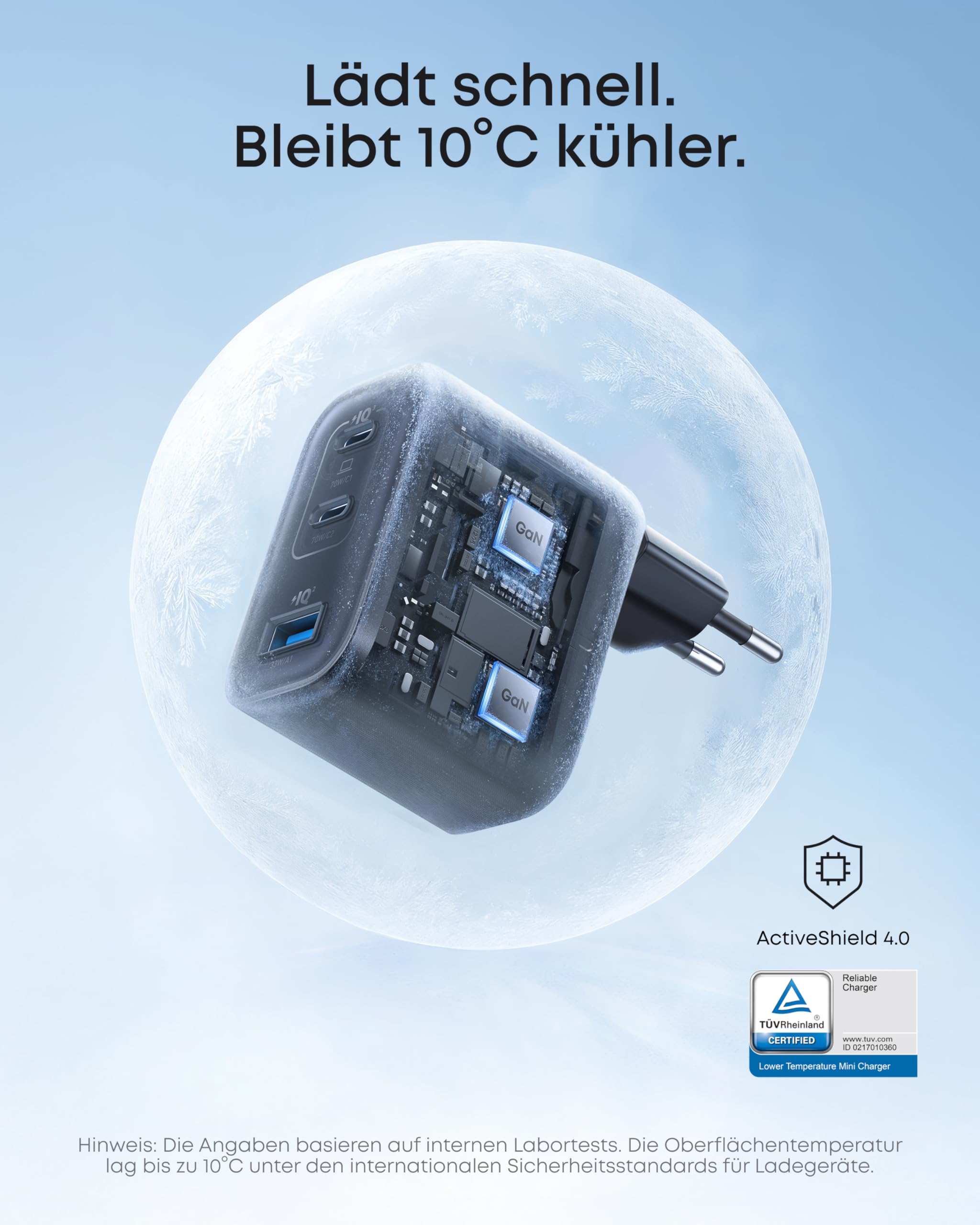 Anker Nano 70W USB C Ladegerät, Laptop Ladegerät, 3-Port-Netzteil mit 70W schnellladegerät, kompakt & stylisch, für iPhone 17/Pro/Pro Max/iPhone Air/16/15, MacBook Air, iPad, Pixel, Galaxy und mehr 4