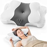 DISSA Cervical Neck Pillow for Side Sleepers Ergonomic Contour Memory Foam Pillow with Adjustable Orthopedic Neck Support for Pain Relief - Gift for Christmas &amp; Birthdays