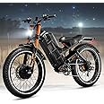 Eahora Romeo Pro Ⅲ/Ⅱ Ebike - Dual Motor 46-50MPH 5000W/4000W 60V 80Ah 200Miles Electric Bike for Adults, Long Range Electric Mountain Bike 26" Fat Tire Air Full Suspension E-Bike with UL2849