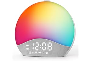 EASYERA Sunrise Alarm Clock Sound Machine, Upgraded Backlit Buttons, 26 Soothing Sounds, White Noise Machine Night Light, Bluetooth Speaker Wake Up Light for Bedroom, Heavy Sleeper, Adults, Kids