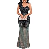 Cololura Women Sexy Elegant Sequin Ruffled Sleeveless Mermaid Party Cocktail Bodycon Evening Gowns Maxi Dress