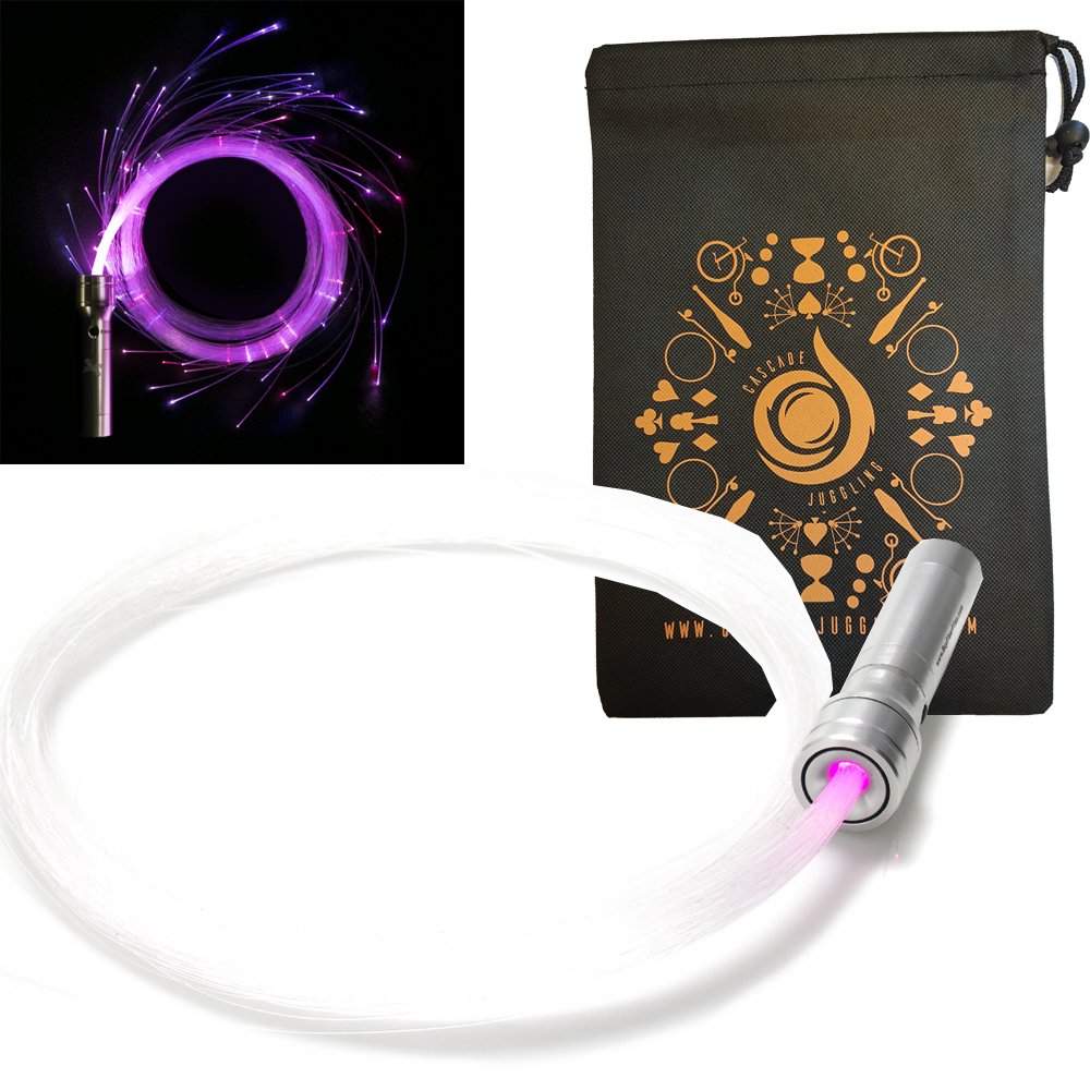 Fibre Flies v4 Pixel Whip and Cascade Juggling Bag - LED Fibre Optic Whip, Spinning Prop