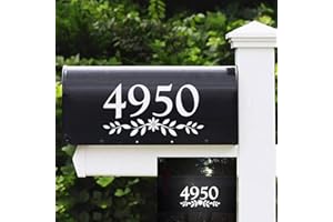 DIGGOO 2" Reflective Mailbox Numbers Die Cut Decal Rustic Style Flowers House Number Address Sign Front Door Decal Vinyl Lettering Farmhouse Decor 4 Set, White