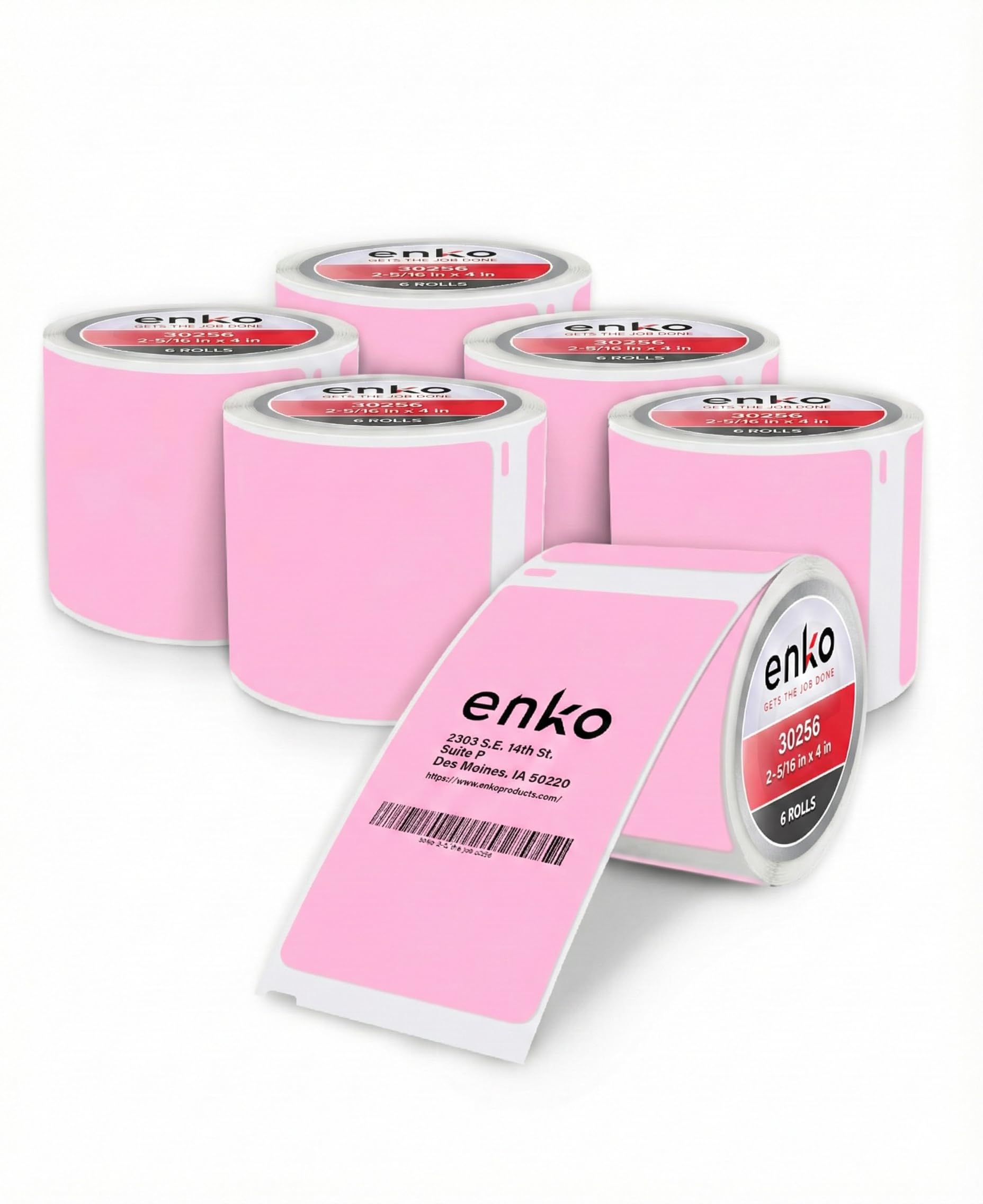 Photo 1 of enKo [6 Rolls, 1800 Direct Thermal Labels] Pink Colored Compatible for Dymo 30256 Label (2-5/16 x 4") Use with Dymo, Rollo Thermal Printer as Shipping & Mailing Labels
