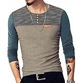 LOGEEYAR Mens Slim Fitted Casual Short Sleeve Button T-Shirts Contrast Color Stitching Tees Tops