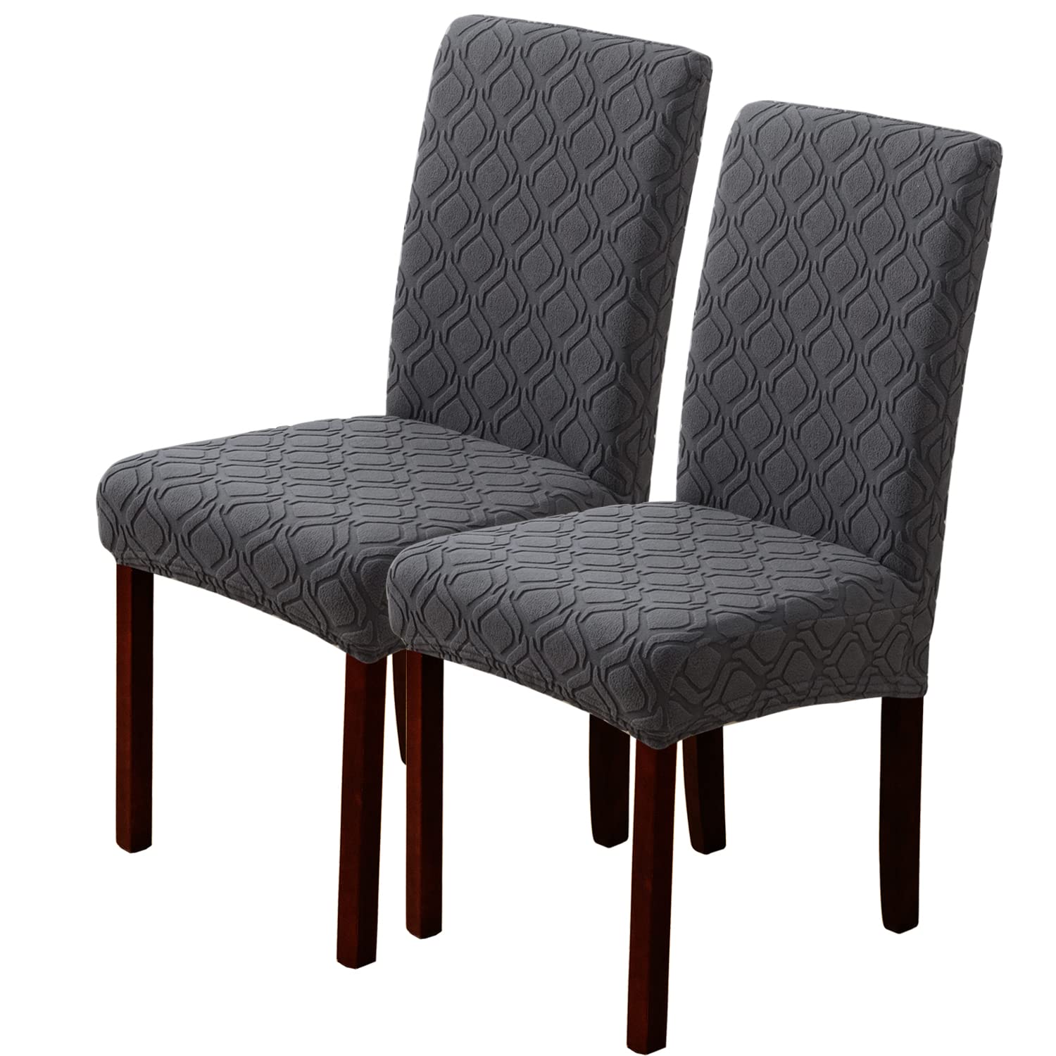 LANSHENG Dining Chair Covers, Stretch Chair Covers for Dining Chairs, Removable Washable Dining Chair Seat Slipcovers for Dining Room, Kitchen (Set of 2, Grey)