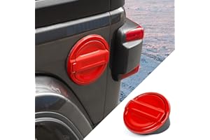 JWWY for JL Wrangler Fuel Tank Cover Gas Cap Petrol Tank Fuel Filler Cover Trim Fit for 2018-2025+ Jeep Wrangler Exterior Accessories JL 2/4 Door Aluminum Alloy Red