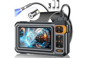 AUKONVEE Borescope Dual Lens Endoscope Camera with Light, 4.3" IPS 1920P HD Inspection Camera, 7.9mm IP67 Waterproof with 8+1 Adjustable LEDs, 16.5FT Semi-Rigid Snake Cable for Mechanic, Cool Gadgets for Men