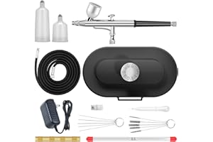 CBVCBV Airbrush Kit 0.3/0.5mm Nozzle/Sets,Kit with Air Compressor High Pressure Air Brush,Nail Airbrush,Ideal for Nails Art,Makeup,T-Shirt Painting,Cake ecorating DIY Model Crafting(Black)