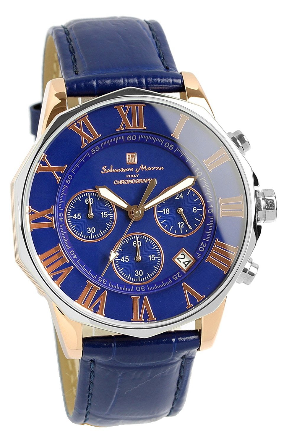 Salvatore Marra(サルバトーレマーラ) Men's Wristwatch, Chronograph, Water Resistant to 10 ATM, Italian Brand, Online Order Limited Model, blue, Classic
