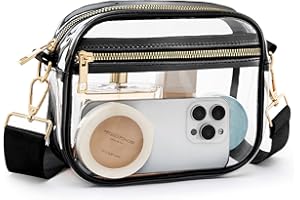 Fibrdoo Clear Bag Stadium Approved, Leather Clear Crossbody Purse Bag for Concerts Sports Events Festivals