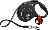 flexi New Classic S Retractable Tape Lead 5 m Black for Dogs 15 kg