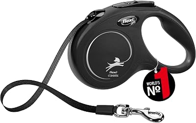 flexi New Classic S Retractable Tape Lead 5 m Black for Dogs 15 kg