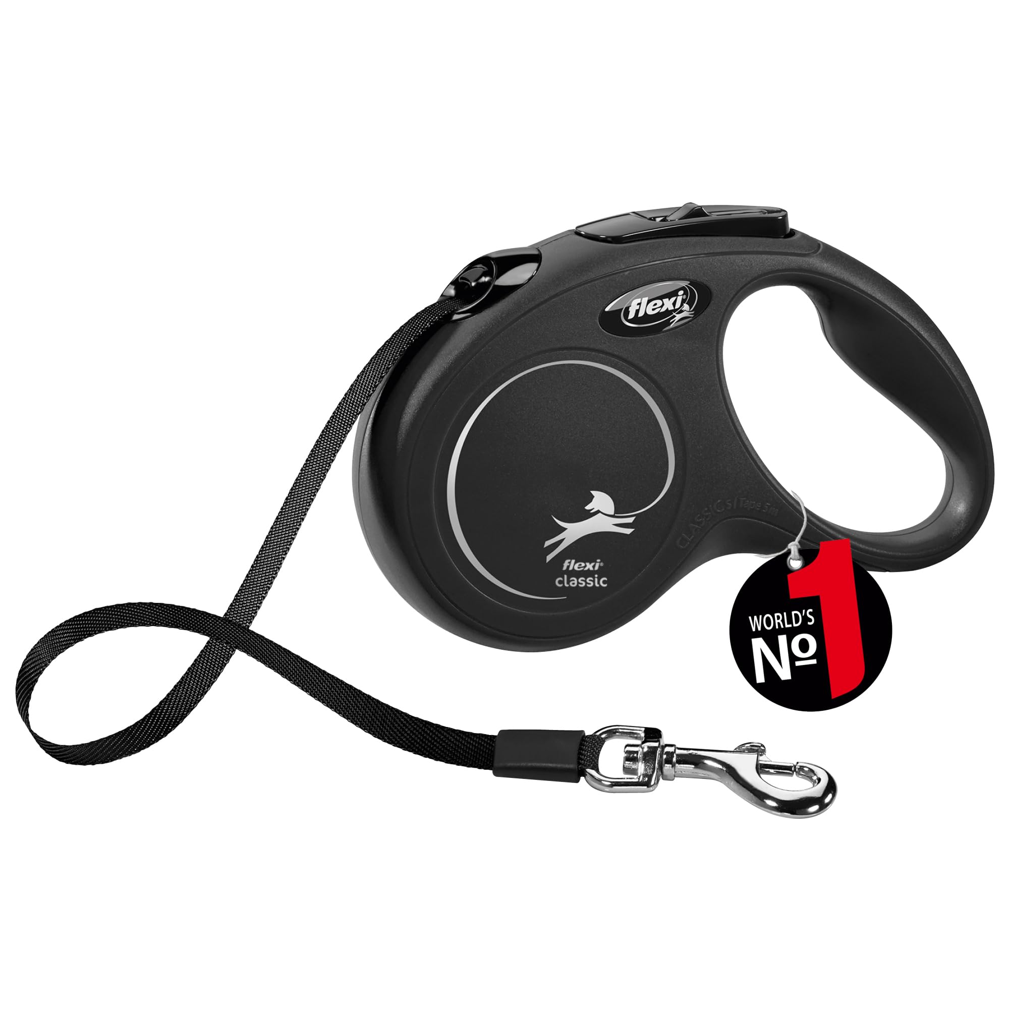 flexi New Classic Retractable Lead Tape, Small, 5 m, Black