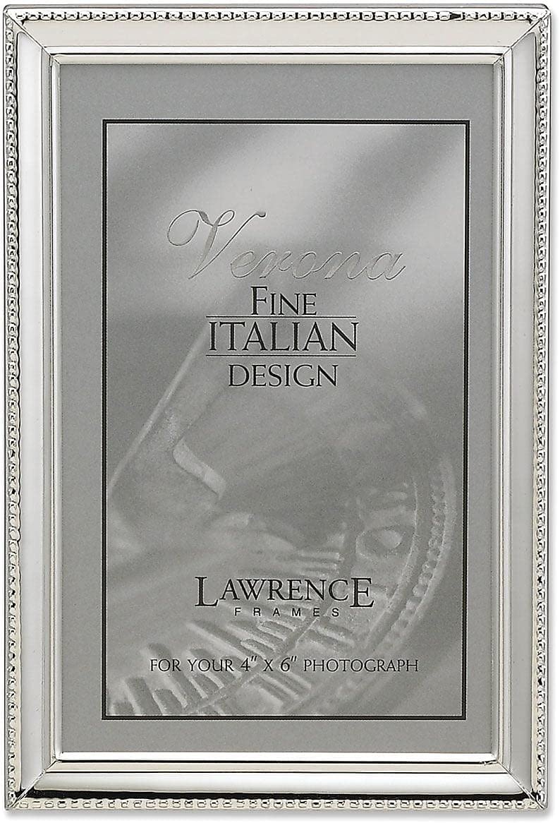 Lawrence Frames 11646 Polished Silver Plate 4x6 Picture Frame - Bead Border Design — image 1