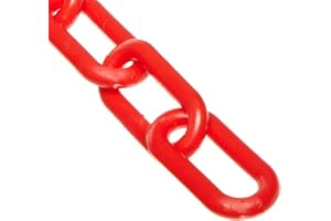 Mr. Chain Plastic Barrier Chain, 2" Diameter, 100' Length, Red