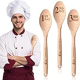 Soaoo Set of 3 Chili Cook Off Trophy Wooden Spoon Prizes Chili Engraved Cooking Spoons for 1st 2nd 3rd Cooking Competition Award(Carved at Handle and Spoon Surface)