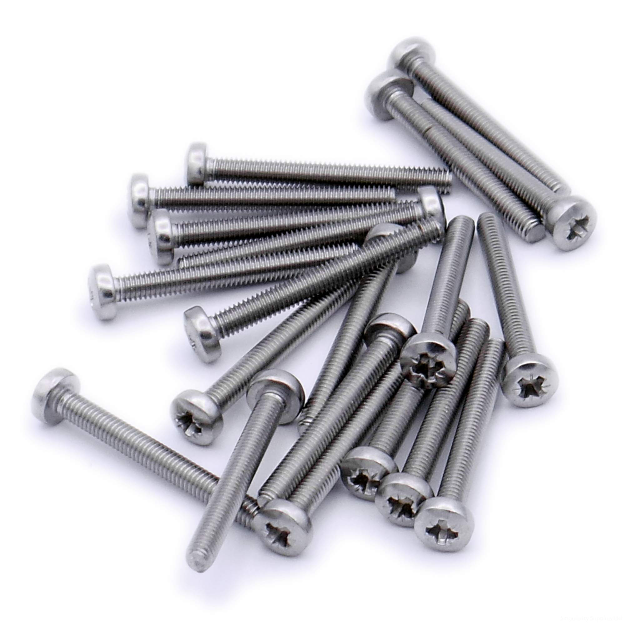 M4 (4mm x 35mm) Pozi Pan Machine Screw (Bolt) - Stainless Steel (A2) (Pack of 20) — image 1