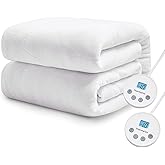 Thermylux Electric Mattress Pad Queen Size Quilted Wave 10 Heat Settings & Dual Control with 12 Hour Auto Off,Deep Pocket Fits up to 18",Coral Fleece Bed Warmer,ETL Certified Machine Washable,60"x80"