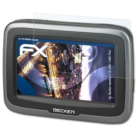 atFoliX Schutzfolie kompatibel mit Becker Mamba.4 CE LMU/LMU Plus Panzerfolie, ultraklare und stoßdämpfende FX Folie (3X)